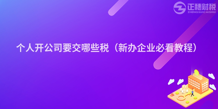 个人开公司要交哪些税（新办企业必看教程）