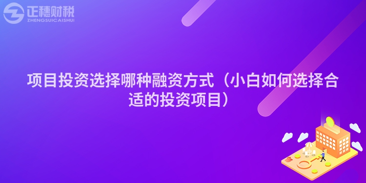 项目投资选择哪种融资方式（小白如何选择合适的投资项目）