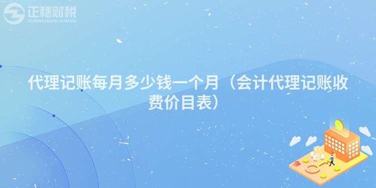 代理记账每月多少钱一个月（会计代理记账收费价目表）